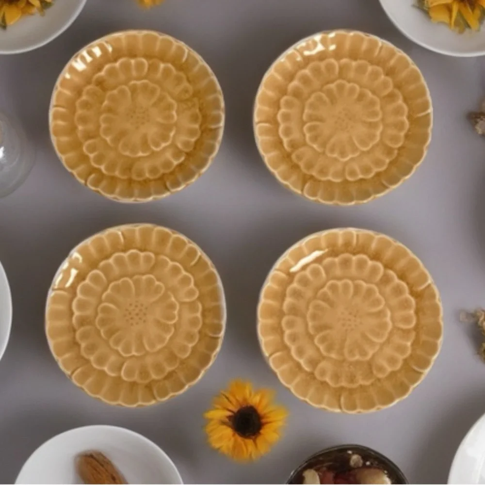 Pottery Barn ceramic, Asian Flower Small Appetizer plates set of 4